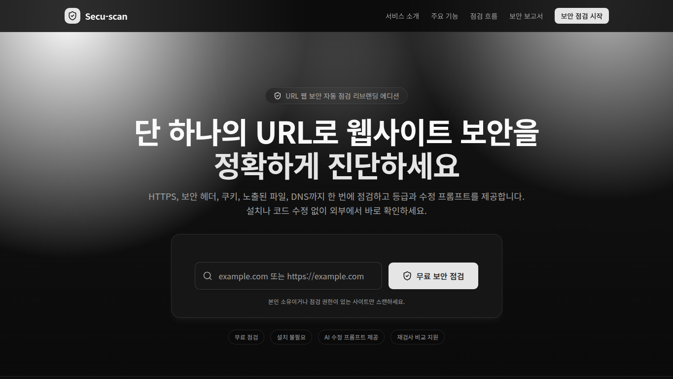 보안점검 웹사이트 화면